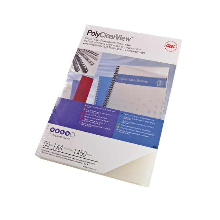 GB38716 GBC PolyClearView A4 Binding Covers Matte Pack 100 IB387166