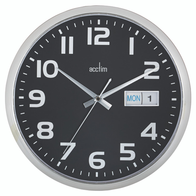 ANG21023 Acctim Supervisor Wall Clock 320mm Chrome Black 21023