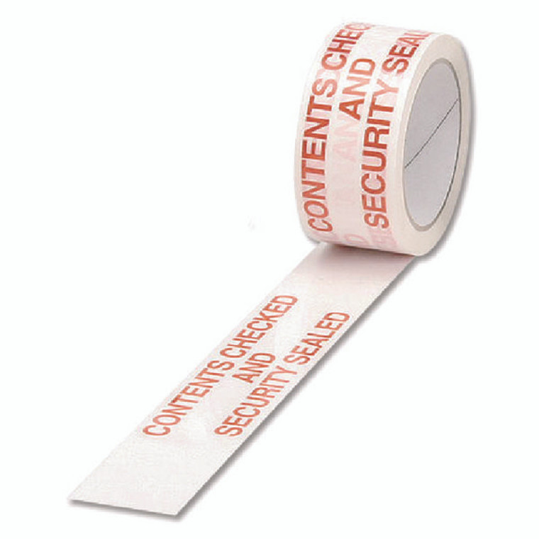 MA19368 Polypropylene Tape Printed Contents Checked 50mmx66m Pack 6 White Red PPPS-SECURITY