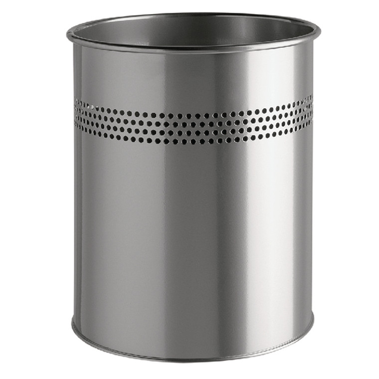 AL17391 Durable Metal Waste Bin 15 Litre Silver 3300 23