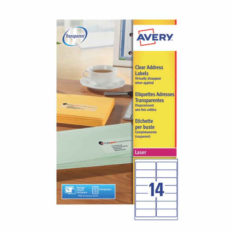 AVL7563S Avery Laser Labels 99 1x38 1 14 Per Sheet Clear Pack 350 L7563S