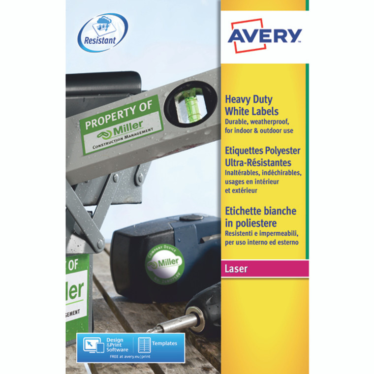 AV10531 Avery Laser Label Heavy Duty 4 Per Sheet White Pack 80 L4774-20