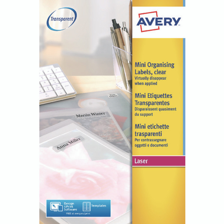 AV17780 Avery Laser Mini Labels 48 Per Sheet Clear Pack 1200 L7553-25