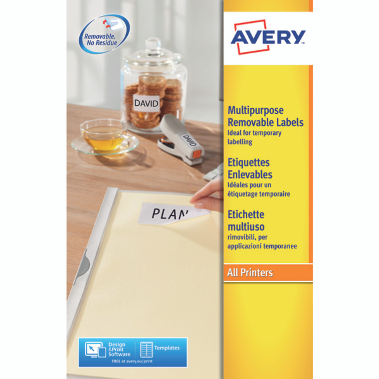 AV10637 Avery Removable Labels 48 Per Sheet White Pack 1200 L4736REV-25