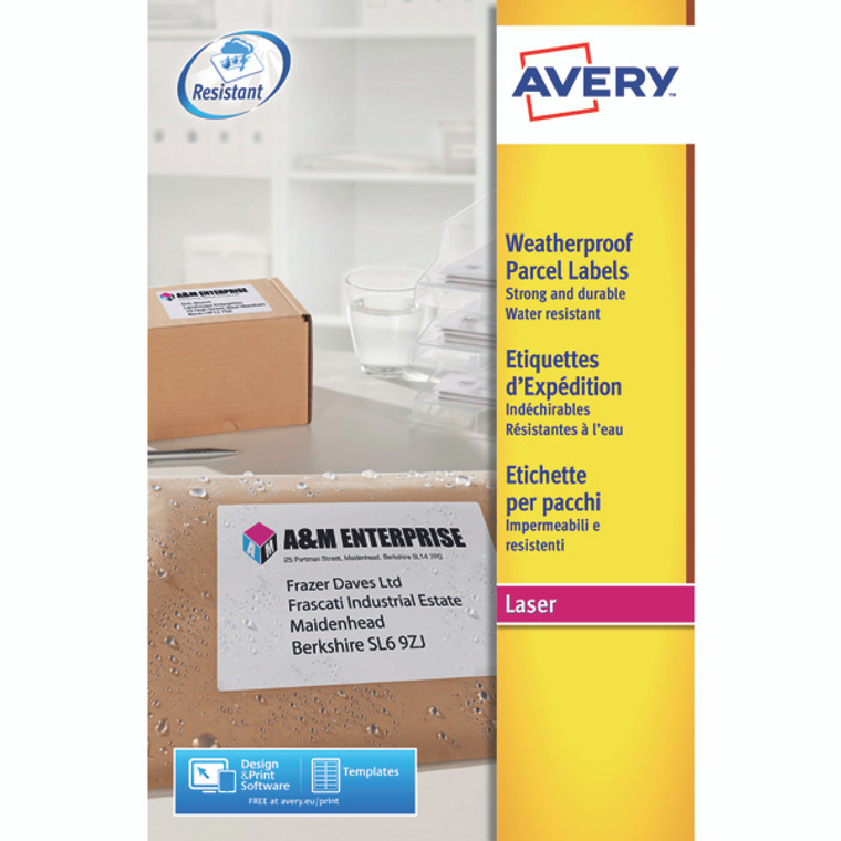 AV04916 Avery Weatherproof Shipping Label 4 Per Sheet Pack 100 L7994-25
