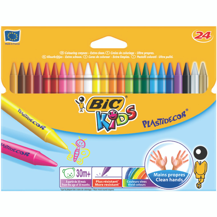 BC01072 Bic Plastidecor Crayons Assorted Pack 24 829772