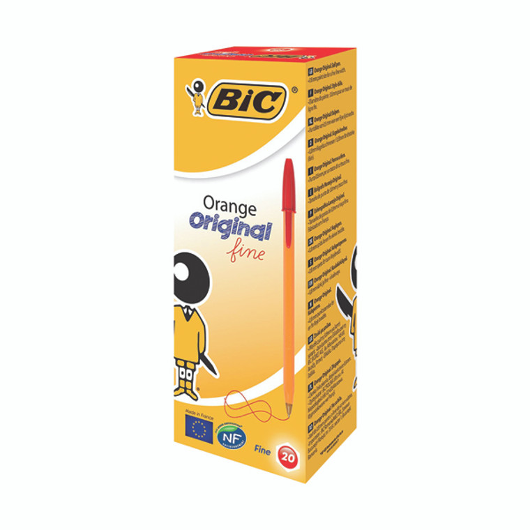 BC10112 Bic Orange Fine Ballpoint Pen Red Pack 20 1199110112