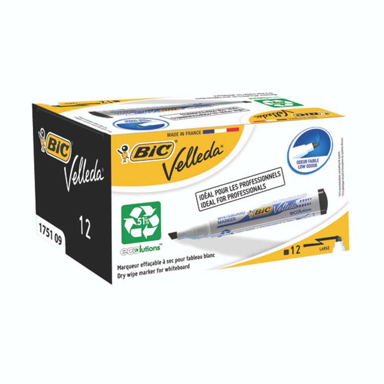 BC75109 Bic Velleda 1751 Drywipe Marker Black Pack 12 1199175109