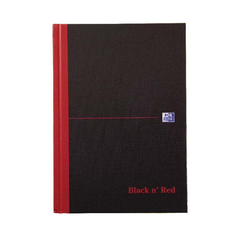 JDE66857 Black n Red Casebound Hardback Notebook 192 Pages A5 Pack 5 100080459