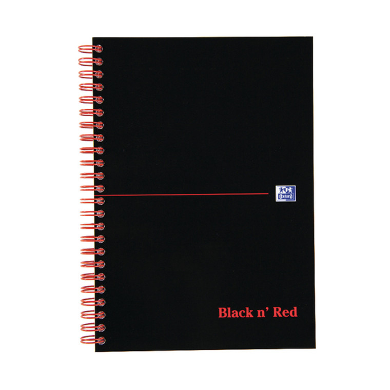 JDD66369 Black n Red Wirebound Notebook 100 Pages A5 Pack 10 D66369