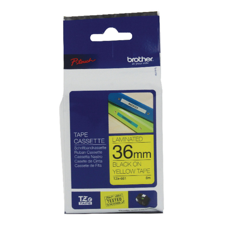 BA9775 Brother P-Touch TZ Labelling Tape 36mm Black on Yellow TZE661