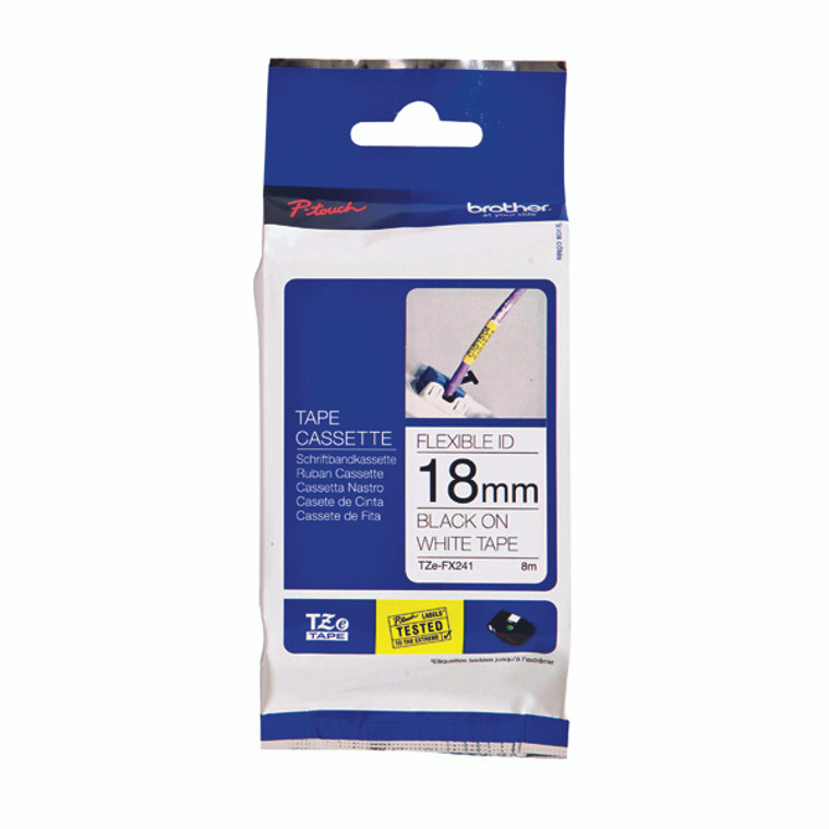 BA8106 Brother P-Touch 18mm Black on White TZE241 Labelling Tape