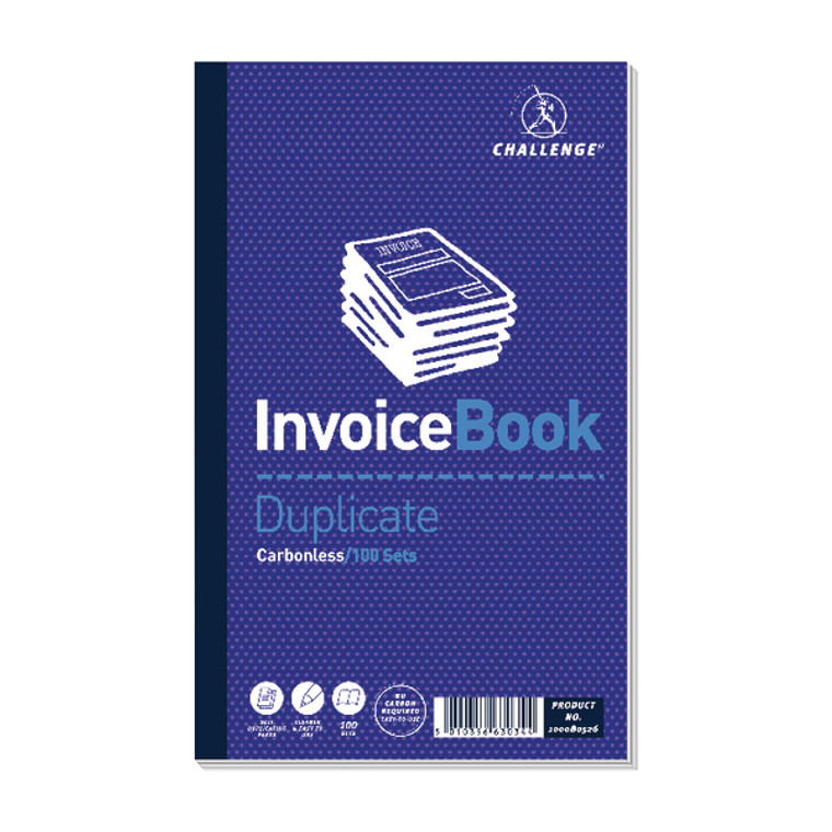 JDL63034 Challenge Carbonless Duplicate Invoice Book 100 Sets 210x130mm Pack 5 100080526