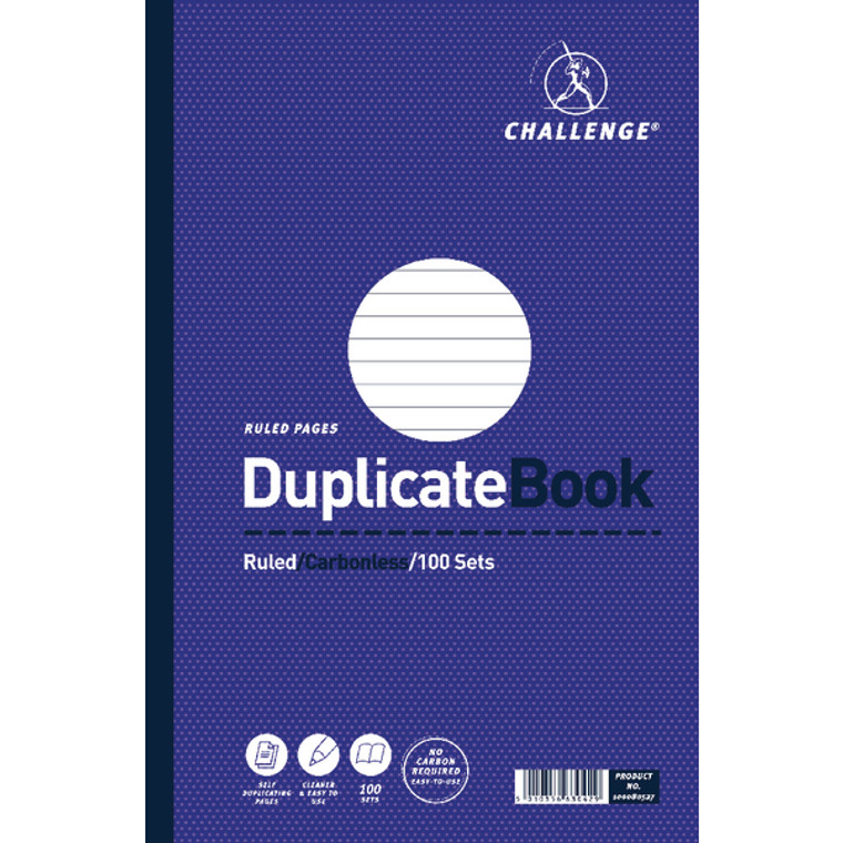 JDL63042 Challenge Ruled Carbonless Duplicate Book 100 Sets 297x195mm Pack 3 100080527