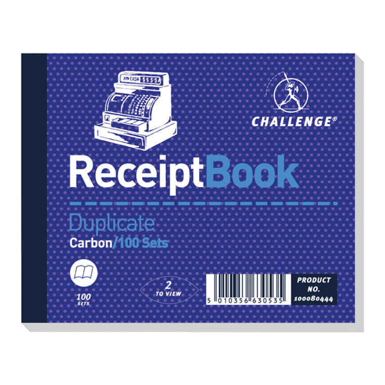 JDD63053 Challenge Duplicate Receipt Book 100 Sets 105x130mm Pack 5 100080444