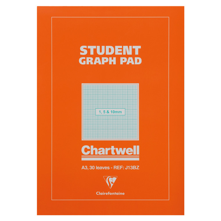 CHJ13B Chartwell A3 30 Sheet 70gsm Paper Graph Pad 1mm 5mm 10mm Square Ruled J13B