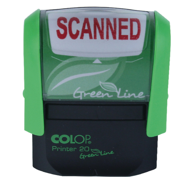 EM00555 COLOP Green Line Word Stamp SCANNED Red Impressions size 38 x 14mm P20GLSCA