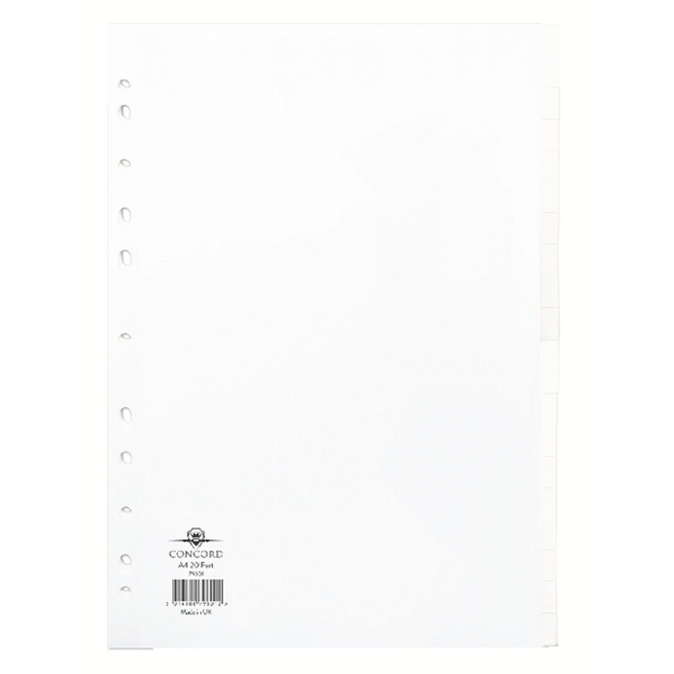 JT79601 Concord Divider 20-Part A4 150gsm White 79601