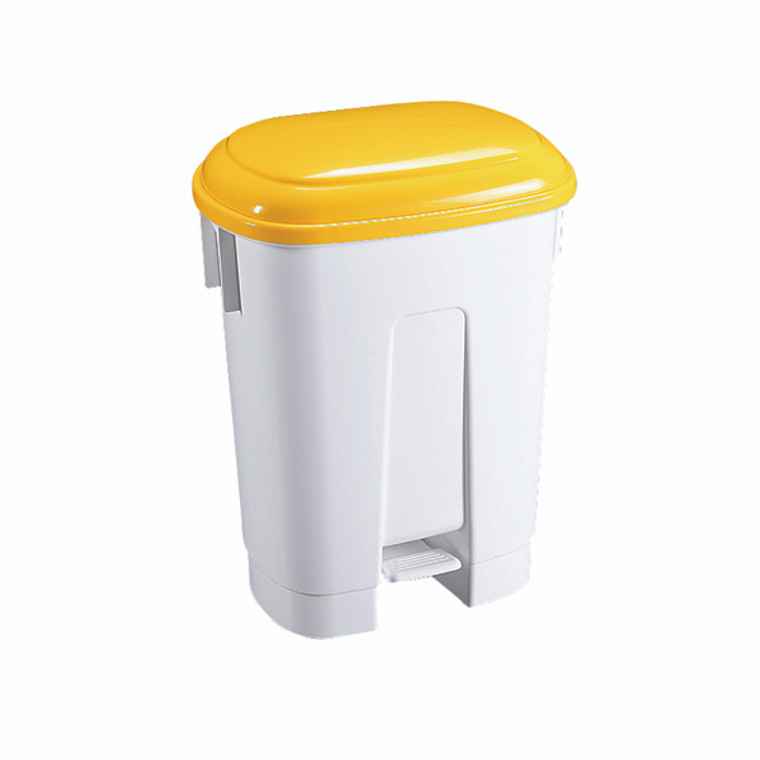 SBY14761 Derby Plastic Pedal Bin 60 Litre White Yellow 348014