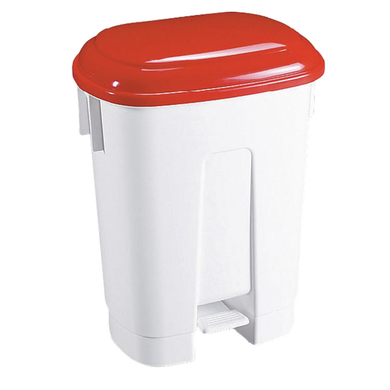 SBY14764 Derby Plastic Pedal Bin 30 Litre White Red Dimensions W470 x D360 x H510mm 348021