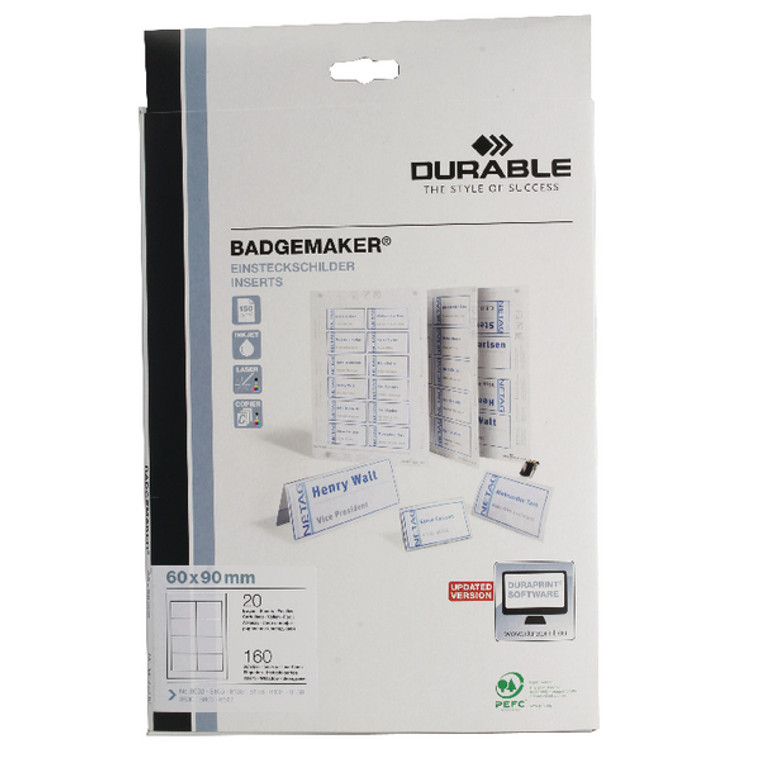 DB14056 Durable Badgemaker Inserts 60x90mm Pack 160 1456 02