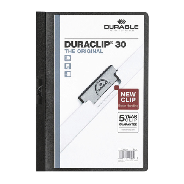 DB220001 Durable 3mm Duraclip File A4 Black Pack 25 2200 01