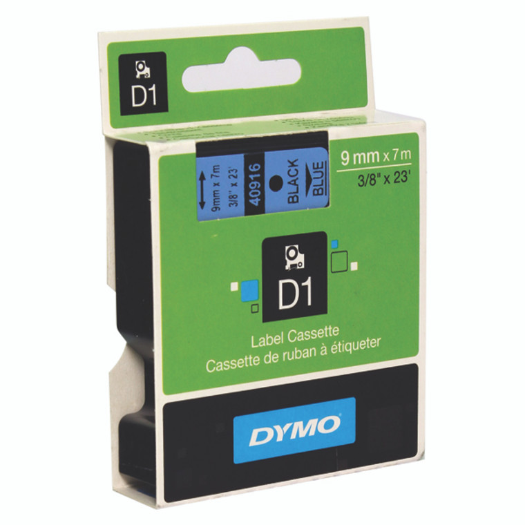 ES40916 Dymo 40916 D1 LabelMaker Tape 9mm x 7m Black on Blue S0720710