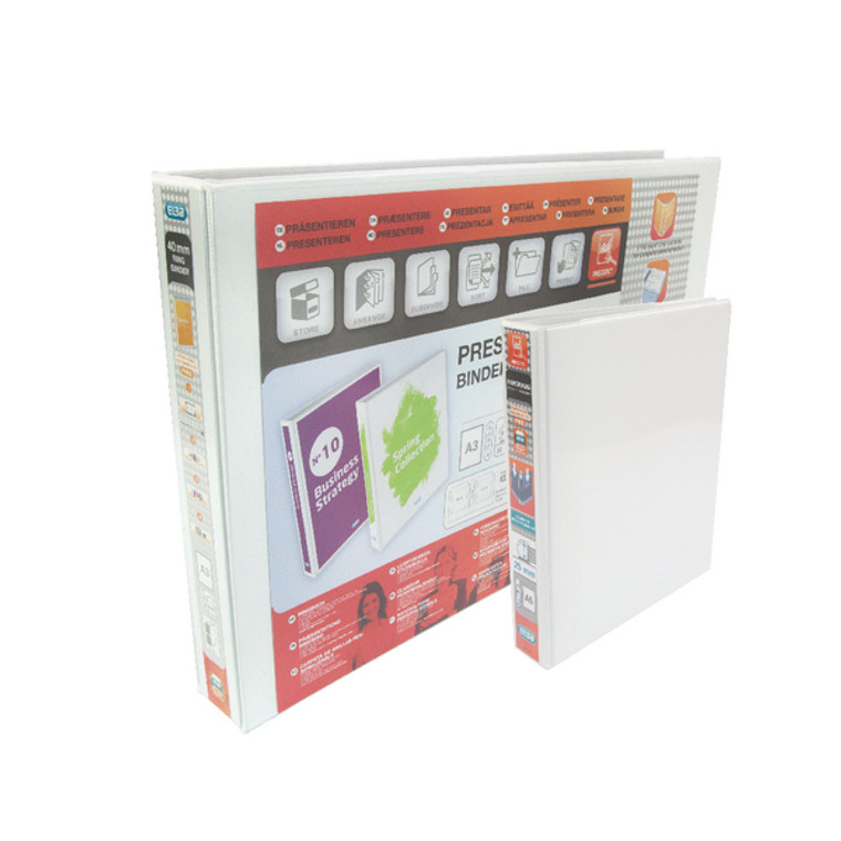 BX06558 Elba Panorama 25mm 2 D-Ring Presentation Binder A5 White Pack 6 400008434