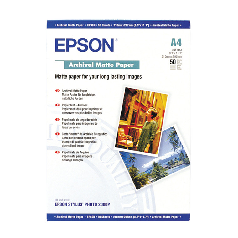 EP41342 Epson Archival A4 Paper 192gsm Matte White 50 Sheets C13S041342