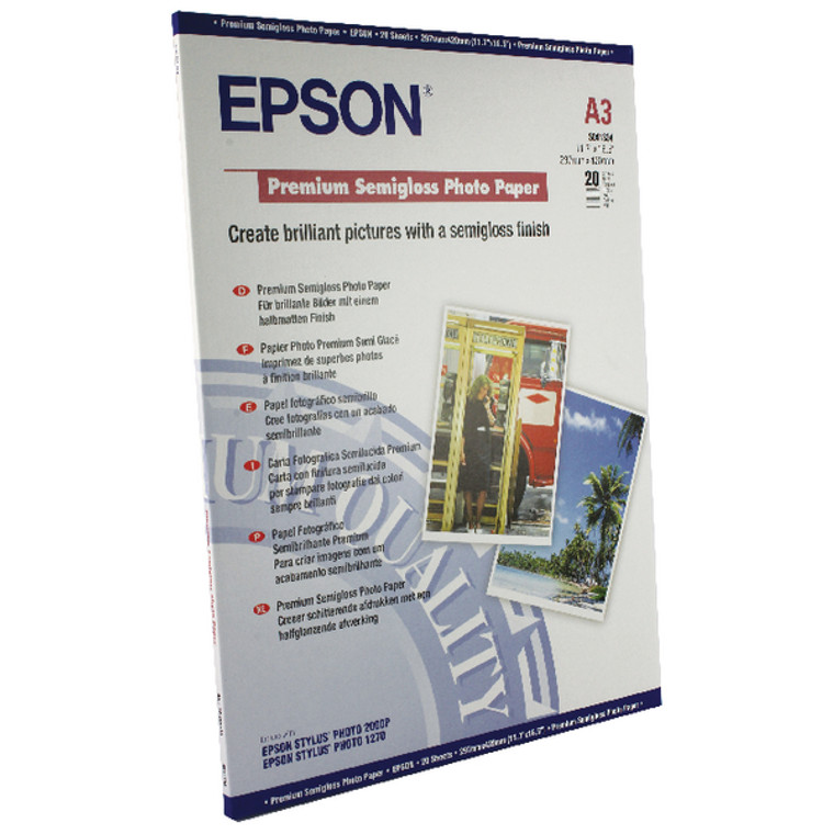 EP41334 Epson A3 Premium Semi-Gloss Photo Paper Pack 20 C13S041334