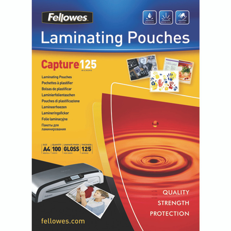 BB53074 Fellowes A4 Capture Laminating Pouch 250 Micron Pack 100 55307401