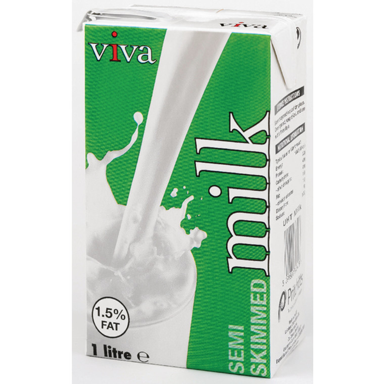 BZ34347 Viva Semi-Skimmed Longlife Milk 1 Litre Pack 12 A07466