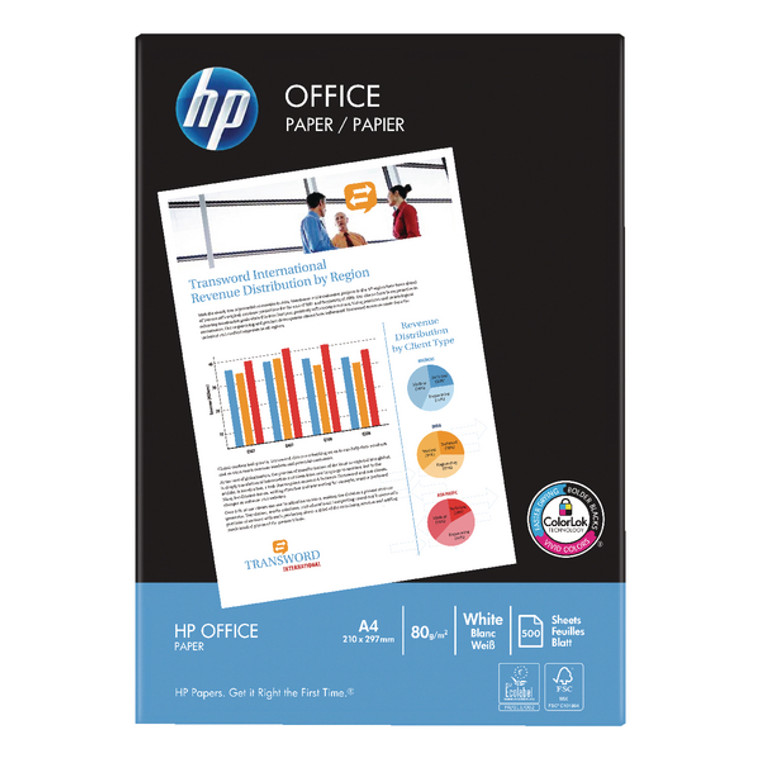 RH98112 HP Office A4 Paper 80gsm White 500 Sheets HPF0317