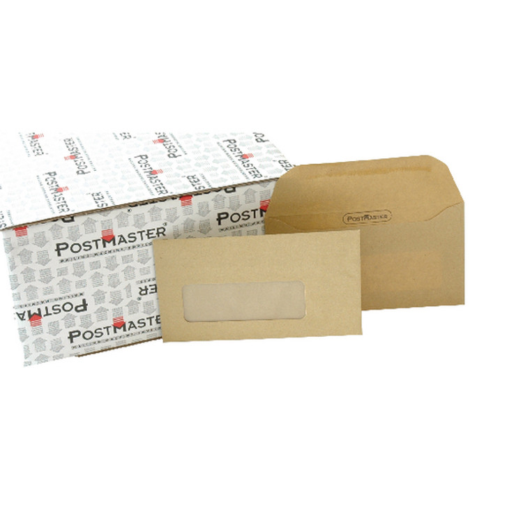 JDD29152 Postmaster DL Envelope 114x235mm Window Gummed 80gsm Manilla Pack 500 D29152