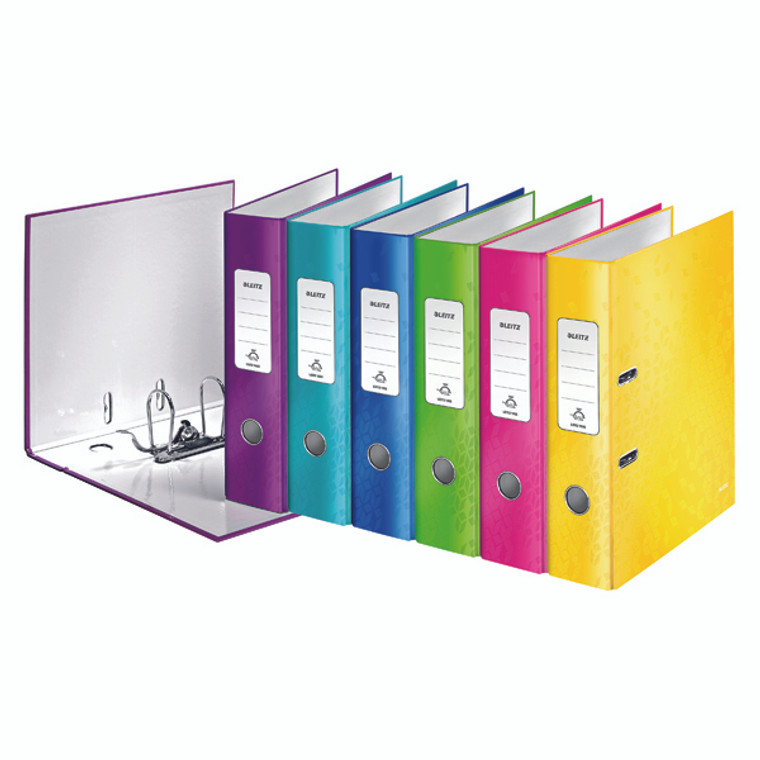 LZ33046 Leitz Wow 180 Lever Arch File 80mm A4 Assorted Pack 10 10051099