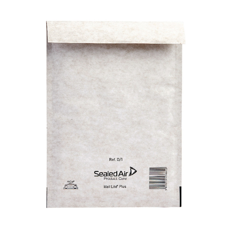 MQ23841 Mail Lite Plus Bubble Lined Postal Bag Size D 1 180x260mm Oyster White Pack 100 MLPD 1