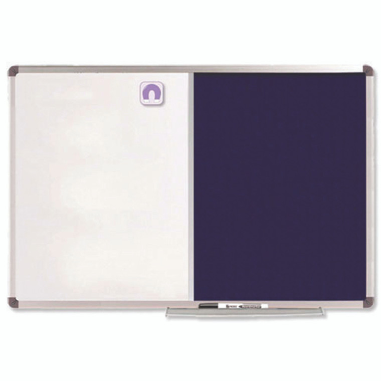 NB19703 Nobo Classic Combi Blue Felt Steel Noticeboard 1200x900mm 1902258