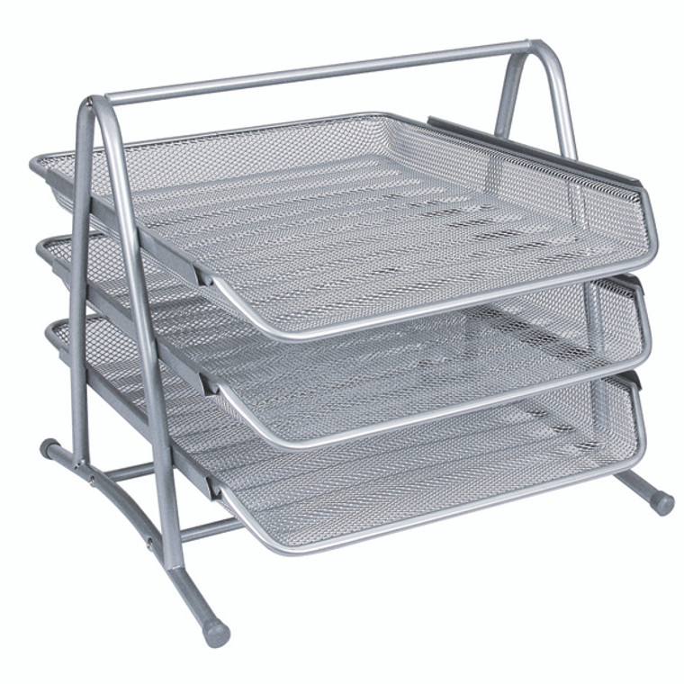 KF00822 Q-Connect 3 Tier Letter Tray Silver KF00822