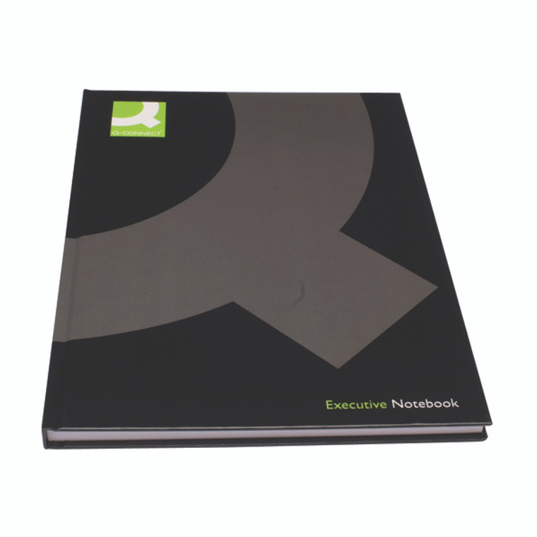 KF03725 Q-Connect Hardback Casebound Notebook A4 Black Pack 3 KF03725