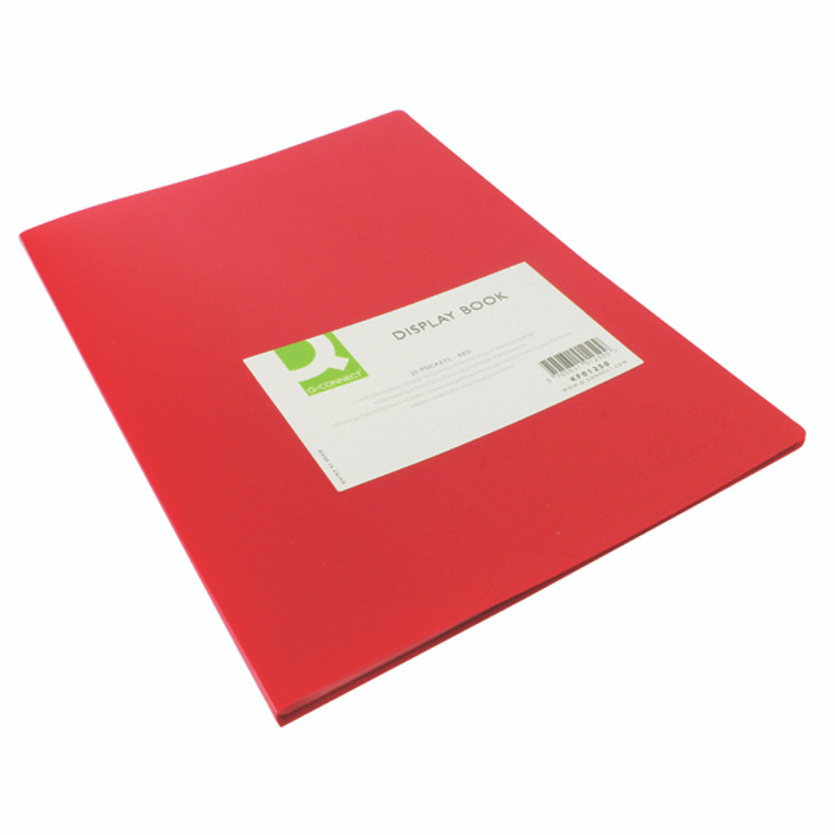 KF01250 Q-Connect Polypropylene Display Book 20 Pocket Red KF01250