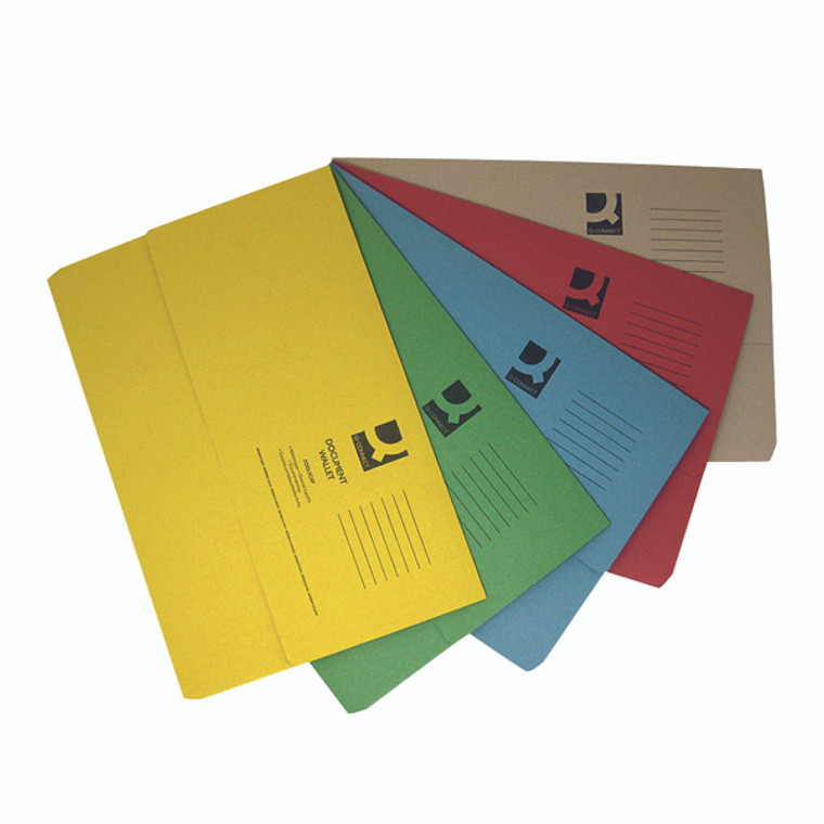 KF01490 Q-Connect Document Wallets Foolscap Assorted Pack 50 KF01490