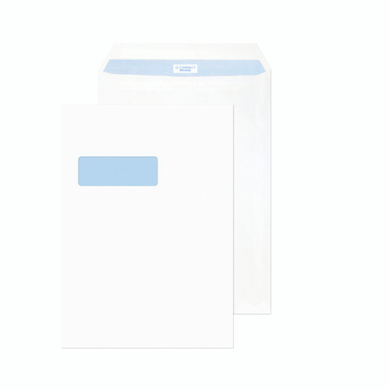 KF03292 Q-Connect C4 Envelopes Window Peel Seal 100gsm White Pack 250 KF03292