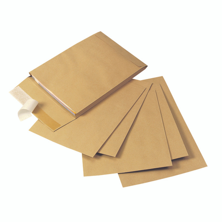 KF3526 Q-Connect Envelope Gusset 305x254x25mm Peel Seal 120gsm Manilla Pack 100 KF3526