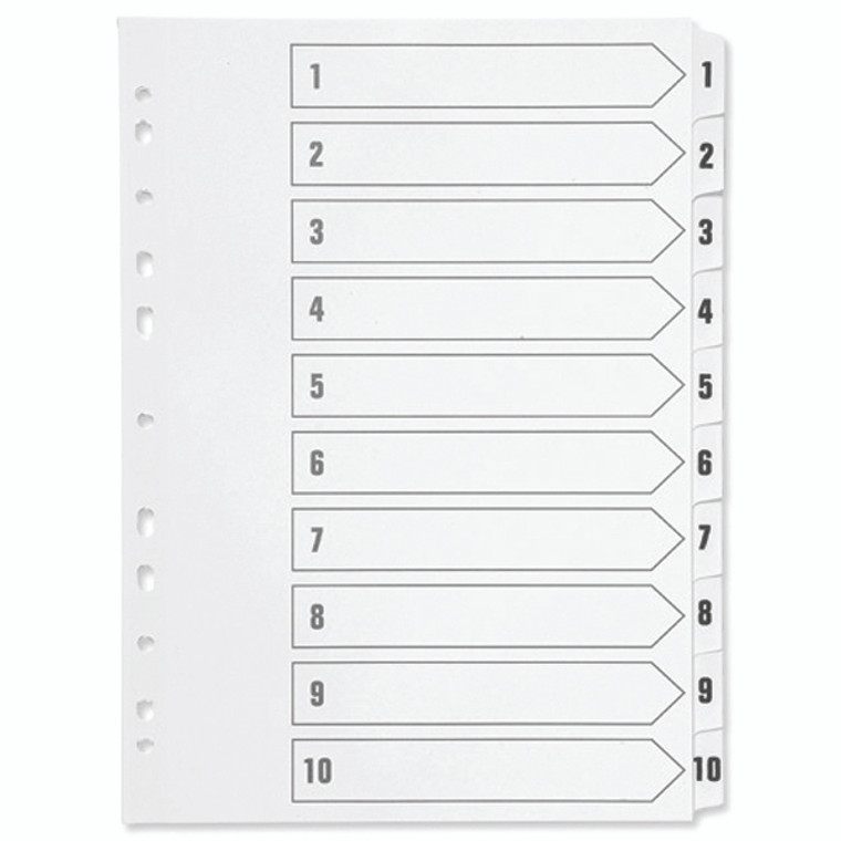 KF01353 Q-Connect 1-10 Index Multi-punched Polypropylene White A4 KF01353