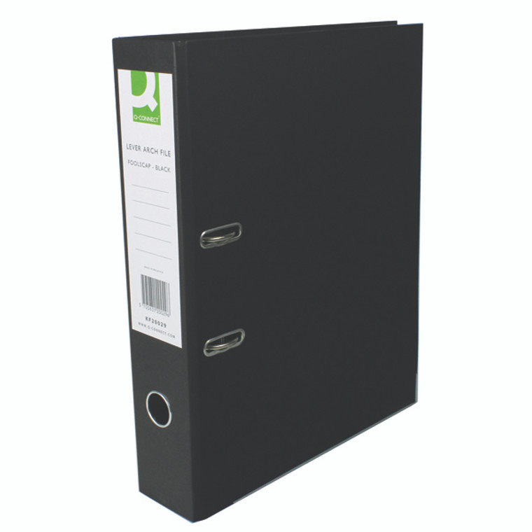 KF20029 Q-Connect Lever Arch File Paperbacked Foolscap Black Pack 10 KF20029