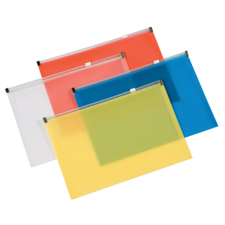KF16552 Q-Connect Document Zip Wallet A4 Assorted Pack 20 KF16552