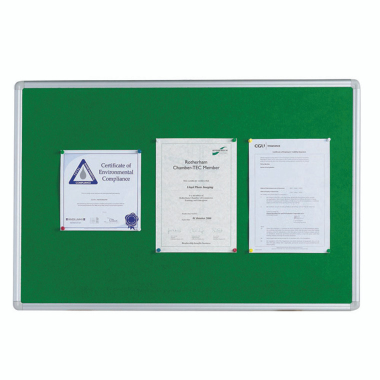 KF26065 Q-Connect Aluminium Frame Felt Noticeboard 1800x1200mm Green 54034205