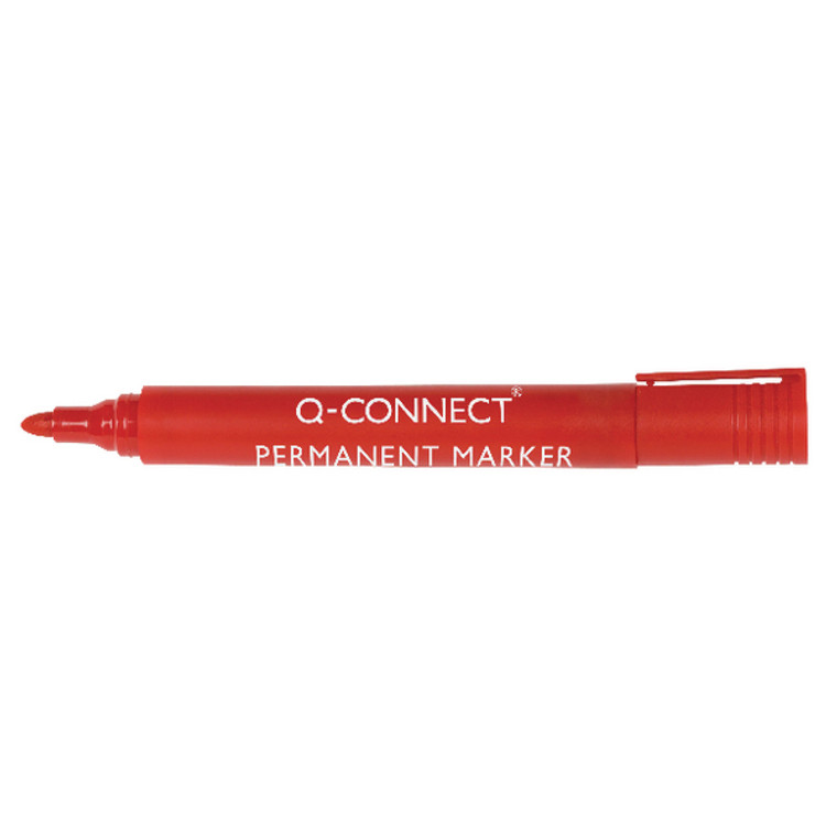 KF26047 Q-Connect Permanent Marker Pen Bullet Tip Red Pack 10 KF26047