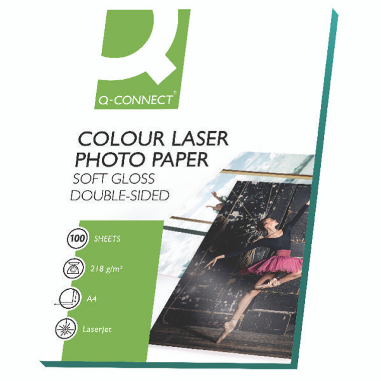 KF01935 Q-Connect Laser Double-Sided Photo Paper A4 218gsm Soft Gloss Pack 100 KF01935