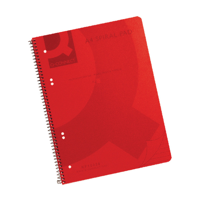 KF10038 Q-Connect Spiral Bound Polypropylene Notebook 160 Pages A4 Red Pack 5 KF10038